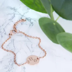 Armband Rosegold mit runder Plakette - Initialen