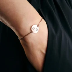 Armband Rosegold mit runder Plakette - Initialen