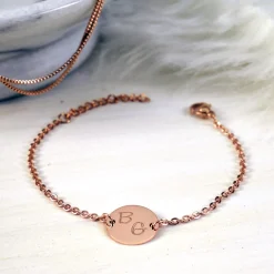 Armband Rosegold mit runder Plakette - Initialen