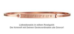 Armreif Rosegold mit Gravur - Geokoordinaten mit Herz