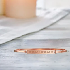 Armreif Rosegold mit Gravur - Geokoordinaten