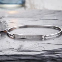 Armreif Silber mit Gravur - Geokoordinaten mit Herz