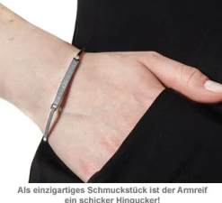 Armreif Silber mit Gravur - Geokoordinaten mit Herz