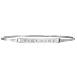 Armreif Silber mit Gravur - Geokoordinaten mit Herz