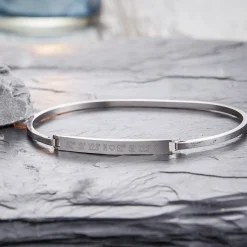 Armreif Silber mit Gravur - Geokoordinaten mit Herz