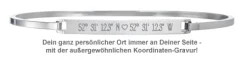 Armreif Silber mit Gravur - Geokoordinaten mit Herz