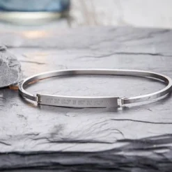 Armreif Silber mit Gravur - Geokoordinaten
