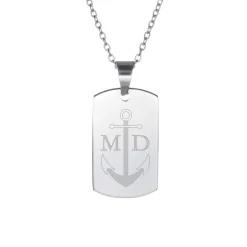 Army Dog Tag Kette mit Gravur für Männer - Anker