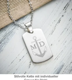 Army Dog Tag Kette mit Gravur für Männer - Anker