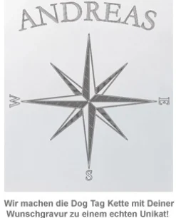 Army Dog Tag Kette mit Gravur - Kompass