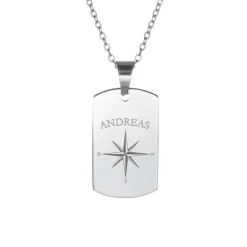 Army Dog Tag Kette mit Gravur - Kompass