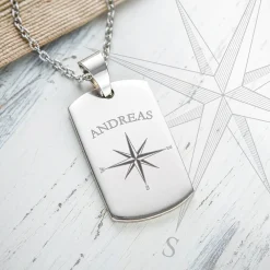 Army Dog Tag Kette mit Gravur - Kompass