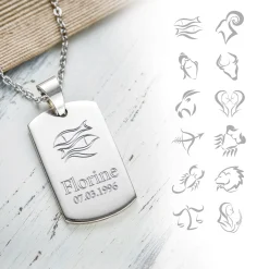 Army Dog Tag Kette mit Gravur - Sternzeichen