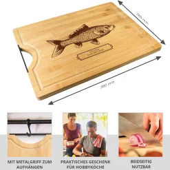 Bambusholz Schneidebrett mit Gravur - Fisch - Name