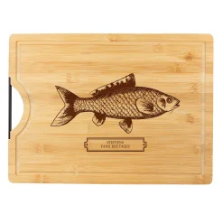 Bambusholz Schneidebrett mit Gravur - Fisch - Name