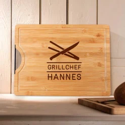 Bambusholz Schneidebrett mit Grillchef Gravur