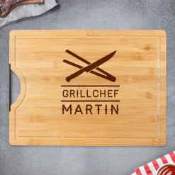 Bambusholz Schneidebrett mit Grillchef Gravur