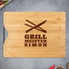 Bambusholz Schneidebrett mit Grillmeister Gravur