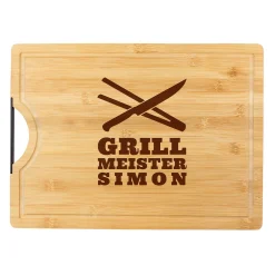 Bambusholz Schneidebrett mit Grillmeister Gravur