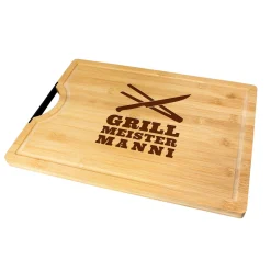 Bambusholz Schneidebrett mit Grillmeister Gravur