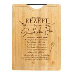 Bambusholz Schneidebrett mit Gravur - Rezept glückliche Ehe