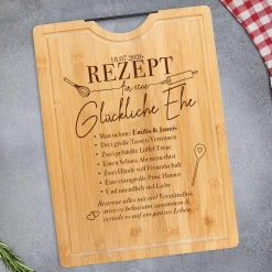 Bambusholz Schneidebrett mit Gravur - Rezept glückliche Ehe