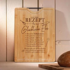 Bambusholz Schneidebrett mit Gravur - Rezept glückliche Ehe
