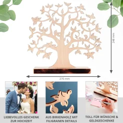 Baum mit Sockel graviert - Hochzeit