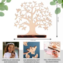 Baum mit Sockel graviert - zur Kommunion