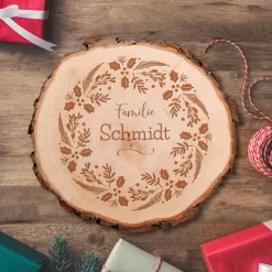 Baumscheibe mit Gravur - Adventskranz