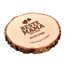 Baumscheibe mit Gravur - Beste Mama von Herzen