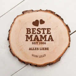 Baumscheibe mit Gravur - Beste Mama von Herzen