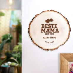Baumscheibe mit Gravur - Beste Mama von Herzen