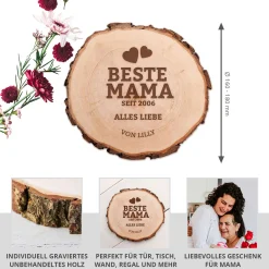 Baumscheibe mit Gravur - Beste Mama von Herzen