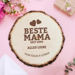 Baumscheibe mit Gravur - Beste Mama von Herzen