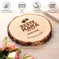 Baumscheibe mit Gravur - Beste Mama von Herzen