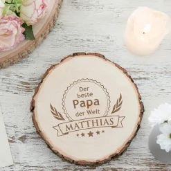 Baumscheibe mit Gravur - Der beste Papa der Welt