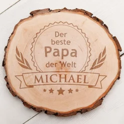 Baumscheibe mit Gravur - Der beste Papa der Welt