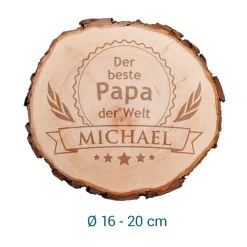 Baumscheibe mit Gravur - Der beste Papa der Welt