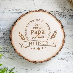 Baumscheibe mit Gravur - Der beste Papa der Welt