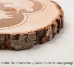 Baumscheibe mit Gravur - Einhornpärchen