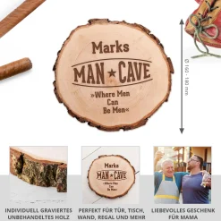 Baumscheibe mit Gravur - Man Cave