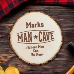 Baumscheibe mit Gravur - Man Cave