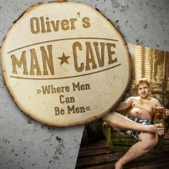 Baumscheibe mit Gravur - Man Cave
