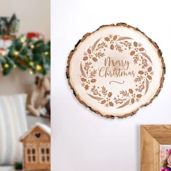 Baumscheibe mit Gravur - Merry Christmas