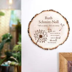 Baumscheibe mit Gravur - Trauerblume