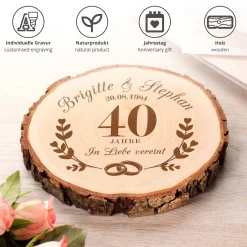 Baumscheibe mit Gravur zur Rubinhochzeit