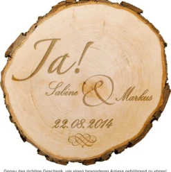 Baumscheibe zur Hochzeit - Jawort Gravur