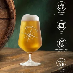 Bierglas mit Gravur für Papa - Kompass