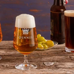 Bierglas mit Gravur - König Krone